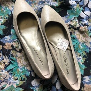 New, silver metallic Christian Soriano flats.